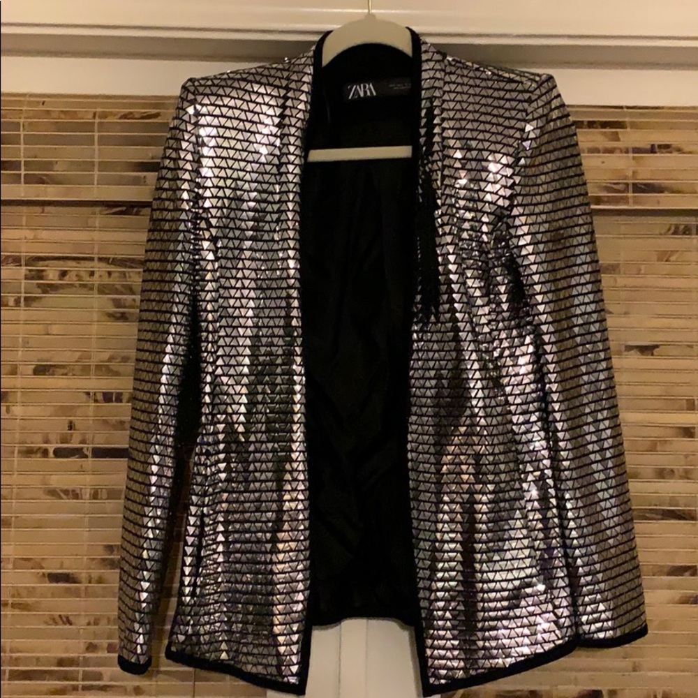 Zara studded metallic fitted blazer-small
